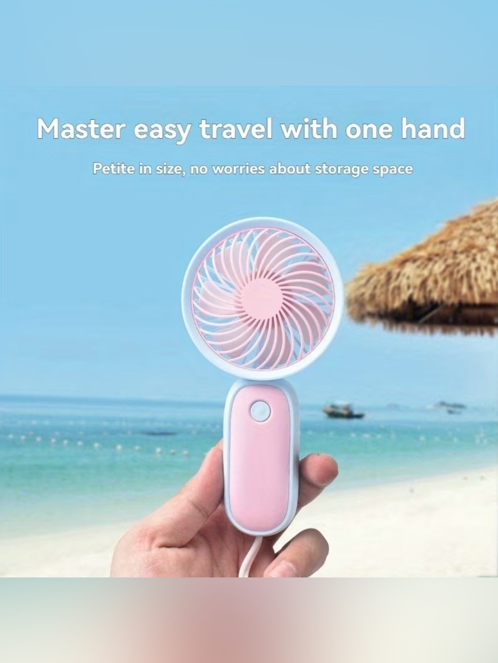 Mini hand held rechargeable fan - 2 Pc - Picture 6 of 7